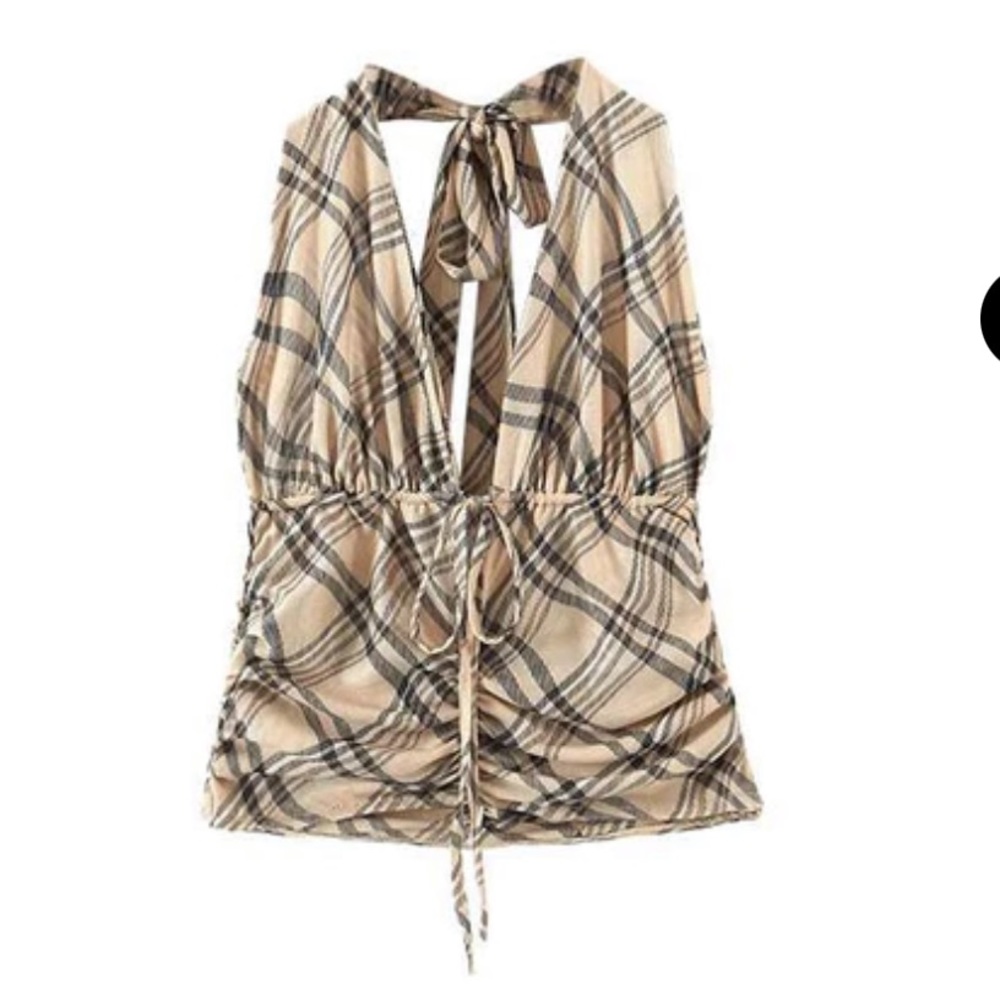 clueless inspired yellow plaid halter top